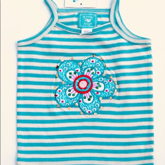 Room Seven Other - ✨Room Seven✨Sz 3T/98EU Blue Stripe Flower Tank Room Seven Other - ✨Room Seven✨Sz 3T/98EU Blue Stripe Flower Tank